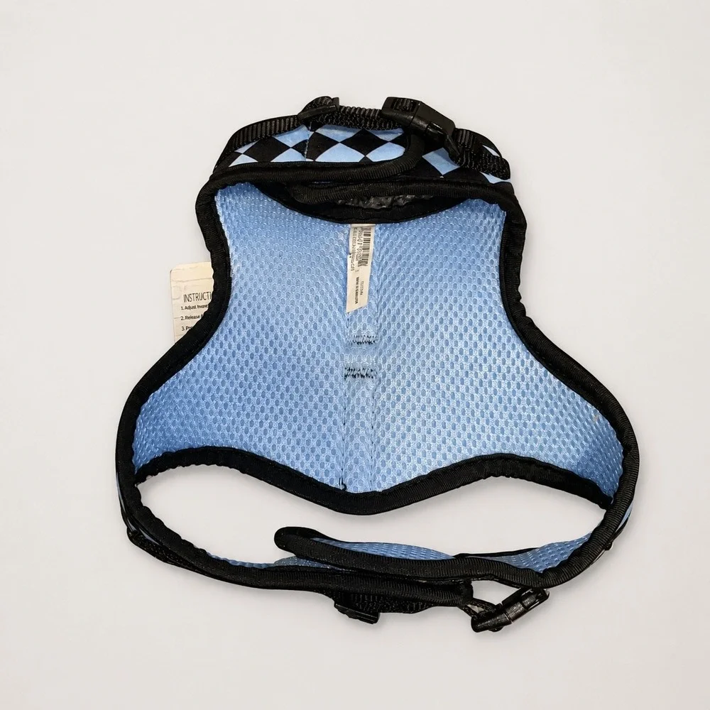 NWT Whisker City Cat Vest Harness Adult Blue Checkered Mesh Padded Buckle Strap